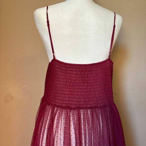 Free People Intimately Women's L Can't Stop Won't Stop Mesh Slip Dress Burgundy - Picture 3 of 12
